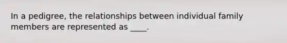 In a pedigree, the relationships between individual family members are represented as ____.