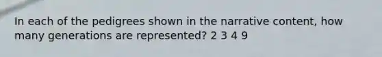 In each of the pedigrees shown in the narrative content, how many generations are represented? 2 3 4 9