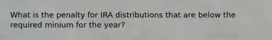 What is the penalty for IRA distributions that are below the required minium for the year?