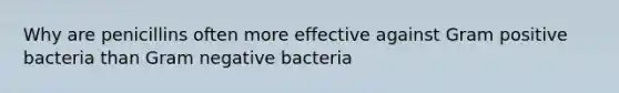 Why are penicillins often more effective against Gram positive bacteria than Gram negative bacteria