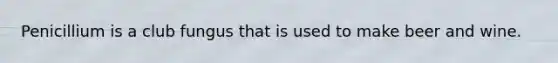 Penicillium is a club fungus that is used to make beer and wine.