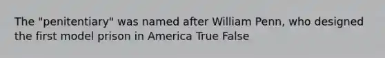 The "penitentiary" was named after William Penn, who designed the first model prison in America True False