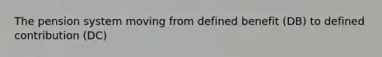 The pension system moving from defined benefit (DB) to defined contribution (DC)