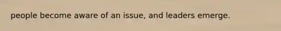 people become aware of an issue, and leaders emerge.