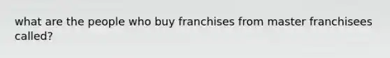 what are the people who buy franchises from master franchisees called?