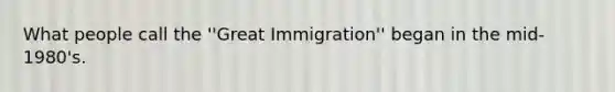 What people call the ''Great Immigration'' began in the mid-1980's.