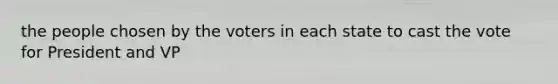 the people chosen by the voters in each state to cast the vote for President and VP