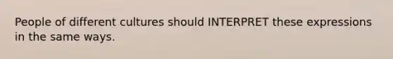 People of different cultures should INTERPRET these expressions in the same ways.