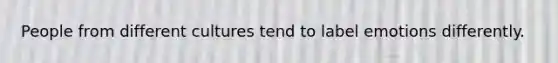 People from different cultures tend to label emotions differently.