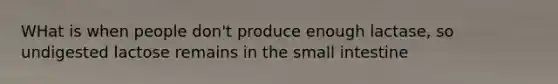 WHat is when people don't produce enough lactase, so undigested lactose remains in the small intestine