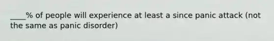 ____% of people will experience at least a since panic attack (not the same as panic disorder)