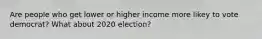 Are people who get lower or higher income more likey to vote democrat? What about 2020 election?