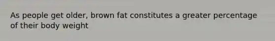 As people get older, brown fat constitutes a greater percentage of their body weight