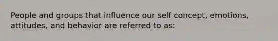 People and groups that influence our self concept, emotions, attitudes, and behavior are referred to as: