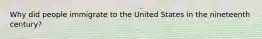 Why did people immigrate to the United States in the nineteenth century?