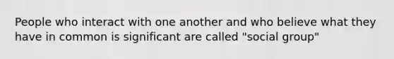 People who interact with one another and who believe what they have in common is significant are called "social group"