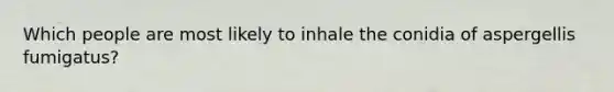 Which people are most likely to inhale the conidia of aspergellis fumigatus?