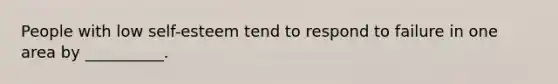 People with low self-esteem tend to respond to failure in one area by __________.