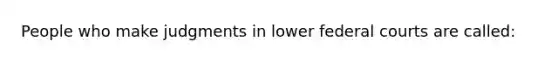 People who make judgments in lower <a href='https://www.questionai.com/knowledge/kzzdxYQ4u6-federal-courts' class='anchor-knowledge'>federal courts</a> are called: