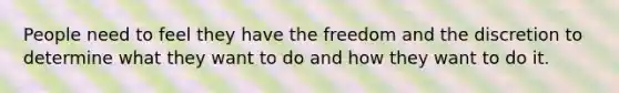 People need to feel they have the freedom and the discretion to determine what they want to do and how they want to do it.