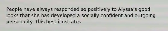 People have always responded so positively to Alyssa's good looks that she has developed a socially confident and outgoing personality. This best illustrates