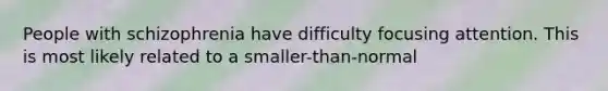 People with schizophrenia have difficulty focusing attention. This is most likely related to a smaller-than-normal