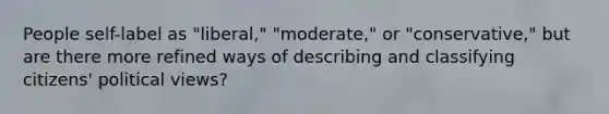 People self-label as "liberal," "moderate," or "conservative," but are there more refined ways of describing and classifying citizens' political views?