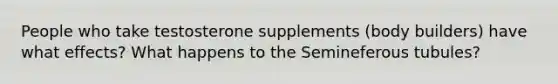 People who take testosterone supplements (body builders) have what effects? What happens to the Semineferous tubules?