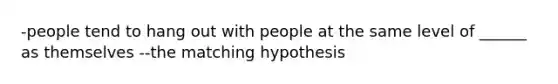 -people tend to hang out with people at the same level of ______ as themselves --the matching hypothesis