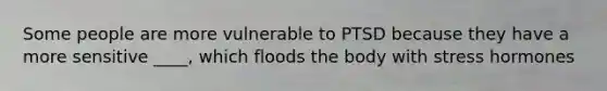 Some people are more vulnerable to PTSD because they have a more sensitive ____, which floods the body with stress hormones