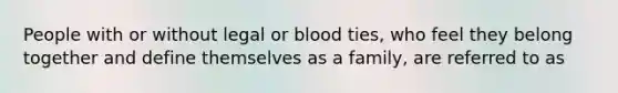 People with or without legal or blood ties, who feel they belong together and define themselves as a family, are referred to as