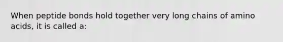 When peptide bonds hold together very long chains of amino acids, it is called a: