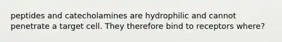 peptides and catecholamines are hydrophilic and cannot penetrate a target cell. They therefore bind to receptors where?