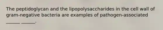 The peptidoglycan and the lipopolysaccharides in the cell wall of gram-negative bacteria are examples of pathogen-associated ______ ______.