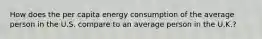 How does the per capita energy consumption of the average person in the U.S. compare to an average person in the U.K.?