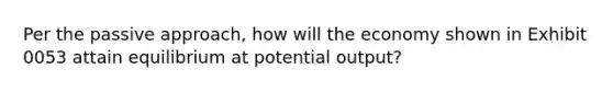 Per the passive approach, how will the economy shown in Exhibit 0053 attain equilibrium at potential output?