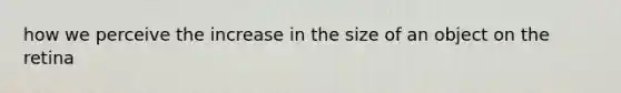 how we perceive the increase in the size of an object on the retina