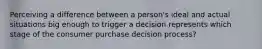 Perceiving a difference between a person's ideal and actual situations big enough to trigger a decision represents which stage of the consumer purchase decision process?