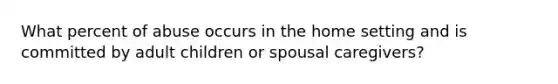 What percent of abuse occurs in the home setting and is committed by adult children or spousal caregivers?