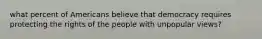 what percent of Americans believe that democracy requires protecting the rights of the people with unpopular views?