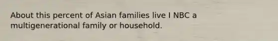 About this percent of Asian families live I NBC a multigenerational family or household.