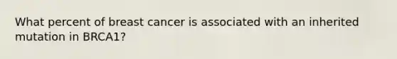 What percent of breast cancer is associated with an inherited mutation in BRCA1?