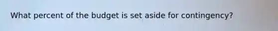 What percent of the budget is set aside for contingency?