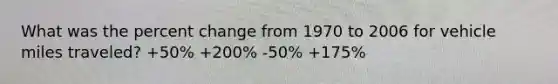 What was the percent change from 1970 to 2006 for vehicle miles traveled? +50% +200% -50% +175%