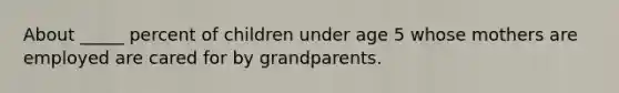 About _____ percent of children under age 5 whose mothers are employed are cared for by grandparents.