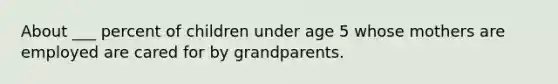 About ___ percent of children under age 5 whose mothers are employed are cared for by grandparents.