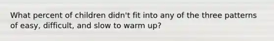 What percent of children didn't fit into any of the three patterns of easy, difficult, and slow to warm up?