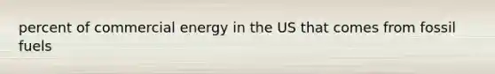 percent of commercial energy in the US that comes from fossil fuels