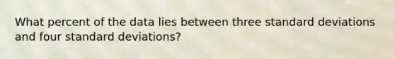 What percent of the data lies between three standard deviations and four standard deviations?