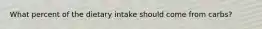 What percent of the dietary intake should come from carbs?